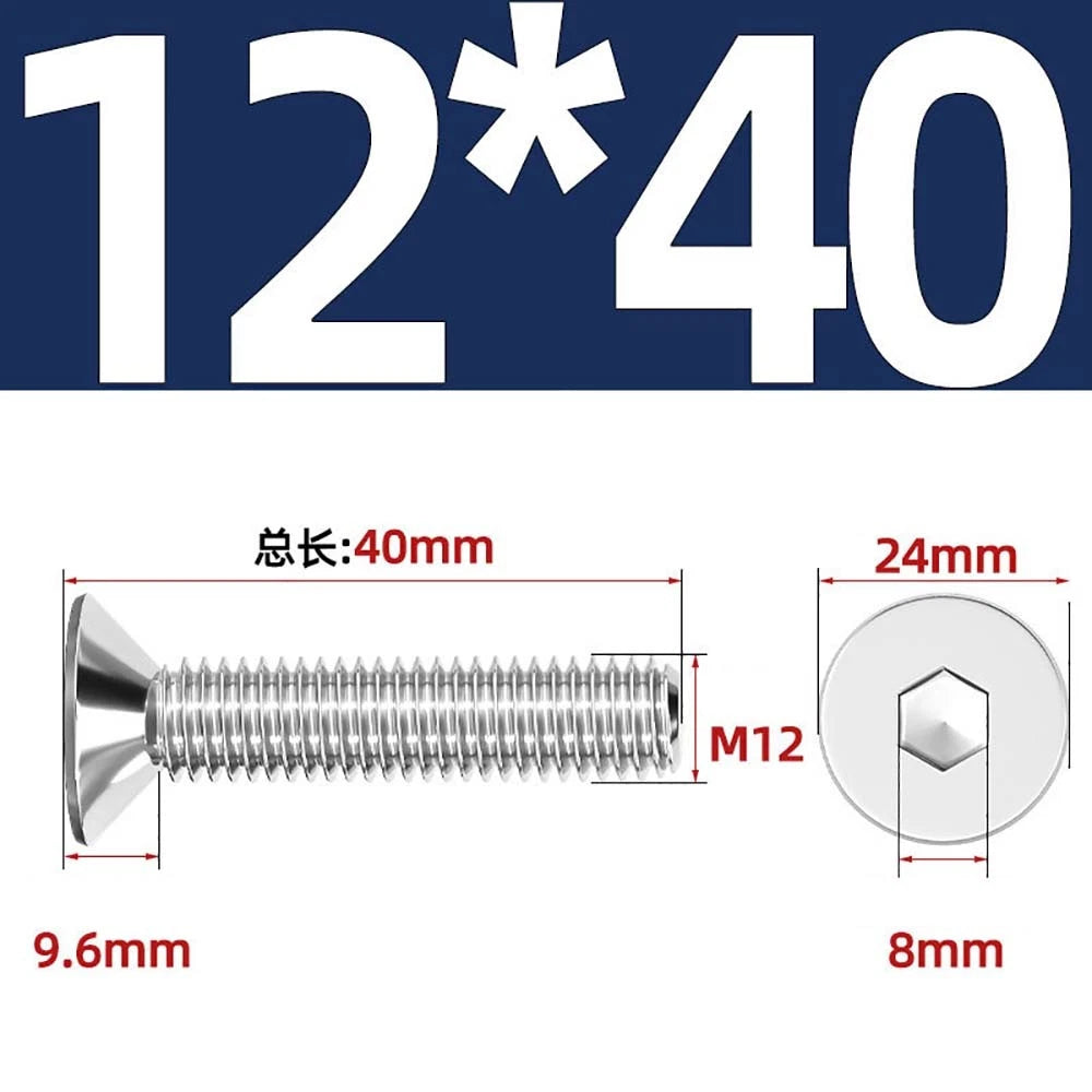 Countersunk Hex Socket Screws – A2 Stainless Steel, M2 to M16, DIN 7991, Fully Threaded