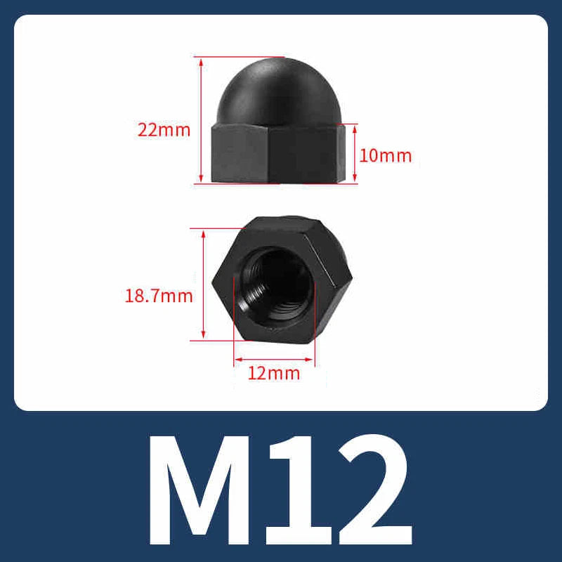 Nylon Plastic Screw Caps-Hex Nut Cover Protective Cap Set for Bolts Black/White