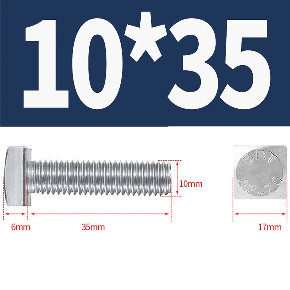 M8 M10 M12 Square Head Bolts Full Threaded 304 Stainless Steel 12–100mm - HomeDIYer
