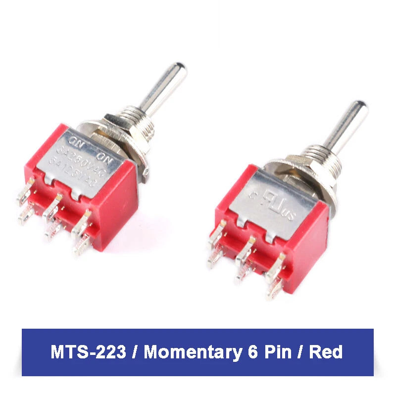 MTS Series Toggle Switch SPDT — 3/6/9/12 Pin, 2/3 Position, ON-ON & Momentary, AC 2A 250V 5A 120V