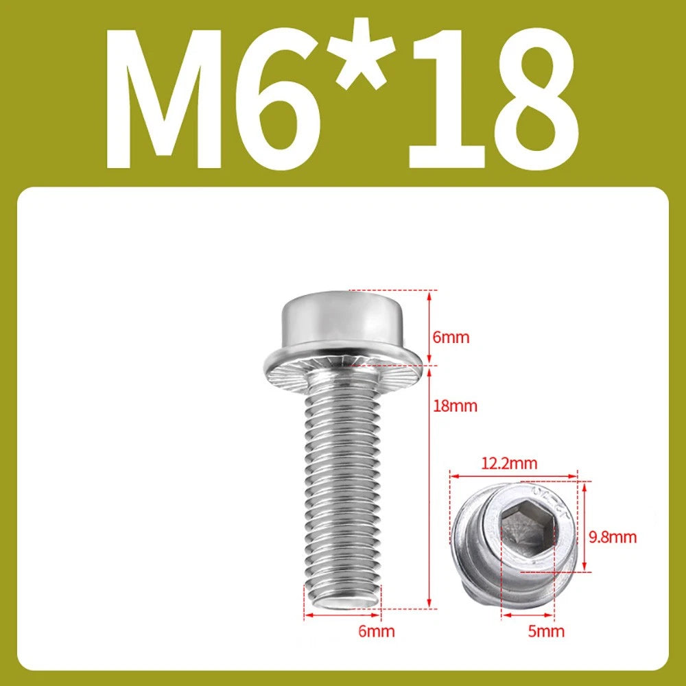 M5–M12 Flange Cap Head Hex Socket Screws – 304 Stainless Steel, Fully Threaded (8–60mm)