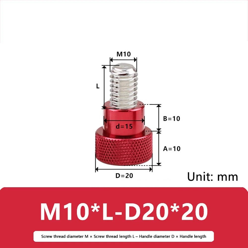 M6 M10 Knurled Thumb Screws Hand Grip Knob Bolt Stainless Steel & Aluminum Alloy