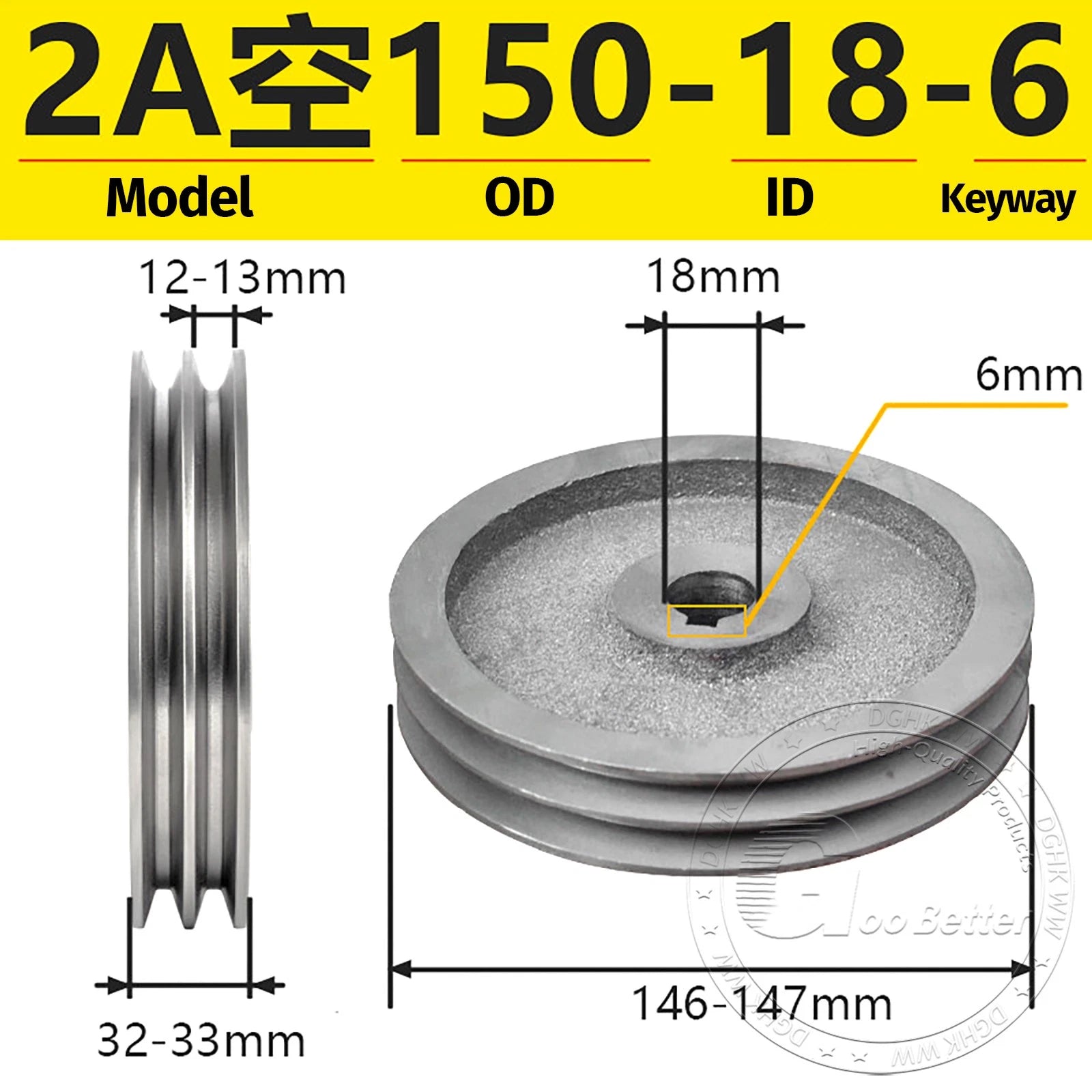 V-Belt Pulley Motor Pulleys Hollow 6-8mm Discs Dia Ø120-250mm For 2A Type Belts