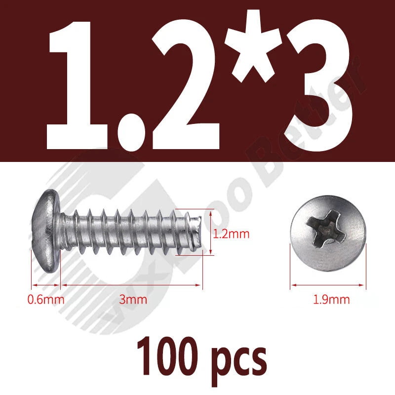 Pan Head Sheet Metal Screws Metric M1~M6 A2 Stainless Steel Sheet Metal Screws