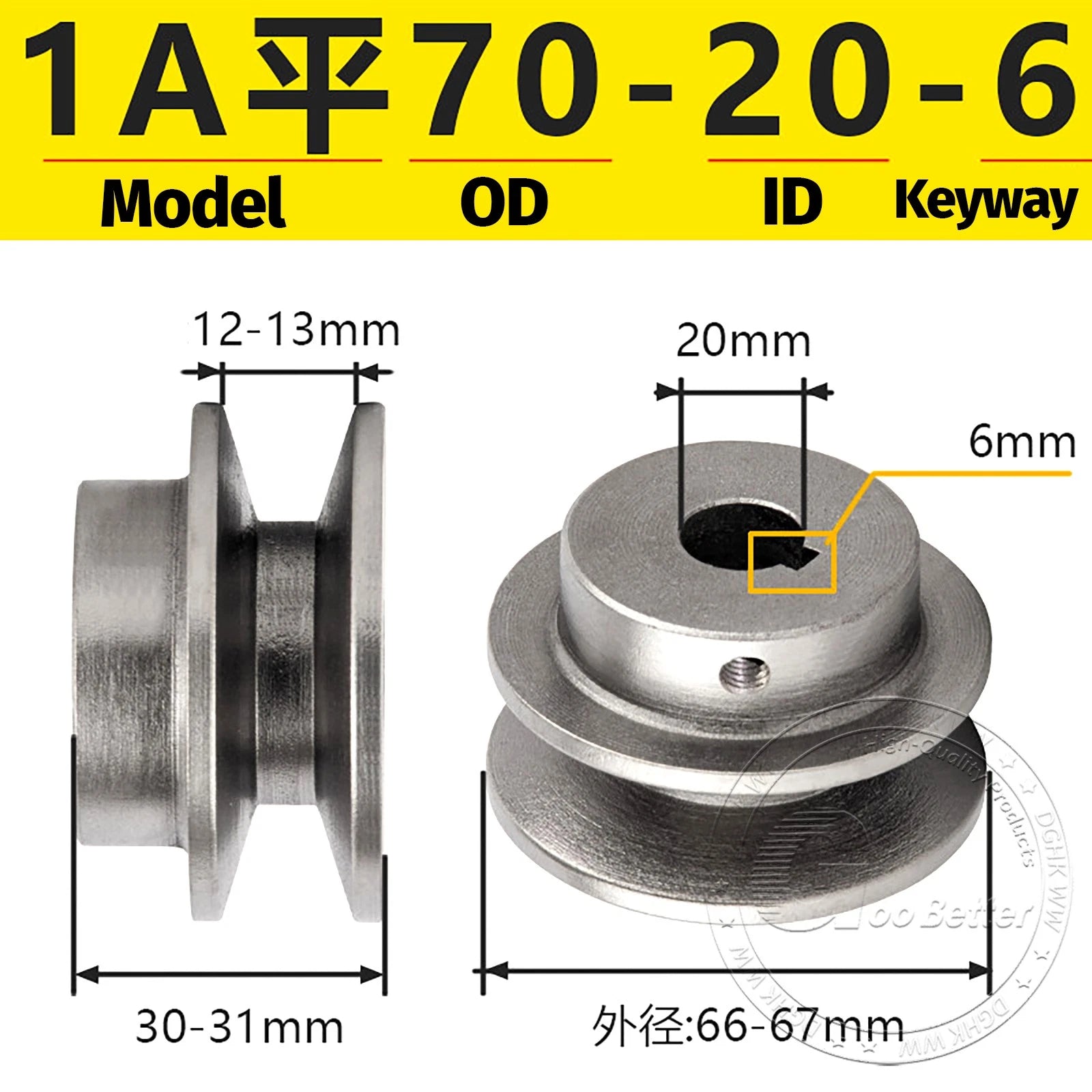 Cast Iron Drive Pulley Single Groove 1A Flat For A/V Belt Pulley OD 50mm-130mm