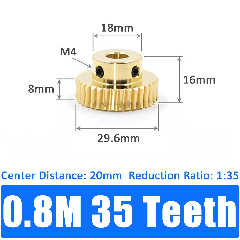 0.5/0.8/1/1.5 Module, 20 to 60 Teeth, Brass Worm Wheel Gear Shaft Hole 4mm-12mm