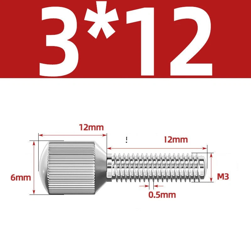 Knurled Thumb Screws – 304 Stainless Steel Small Head Thumbscrew Bolts M2–M8