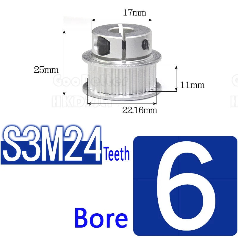 S3M Timing Pulley Belt Synchronous Wheel Gear 3D Printer Bore 5-15mm 20-28 Teeth
