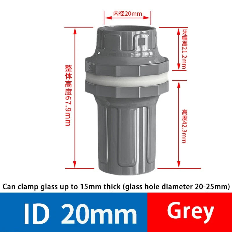 PVC Aquarium Elbow 90° Threads Tank Filter Connection Water Fittings ID 20-50mm