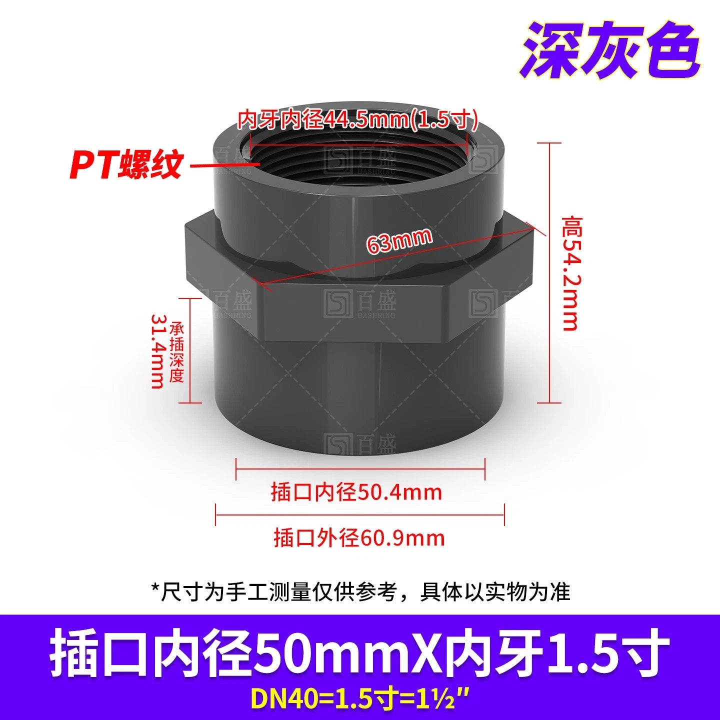 PVC Metric Plumbing Fittings Pipe Straight Threaded Male & Female Connector
