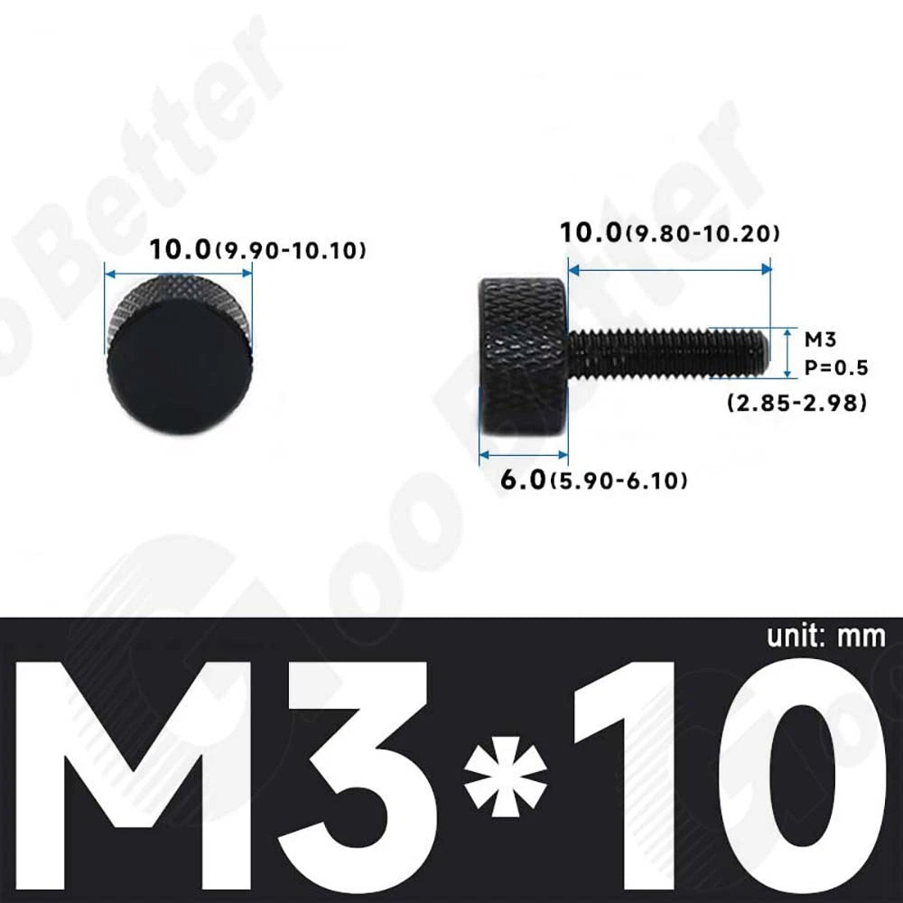 M3 M4 Knurled Thumb Screws – Aluminum Alloy Flat Head Hand Knob Bolts