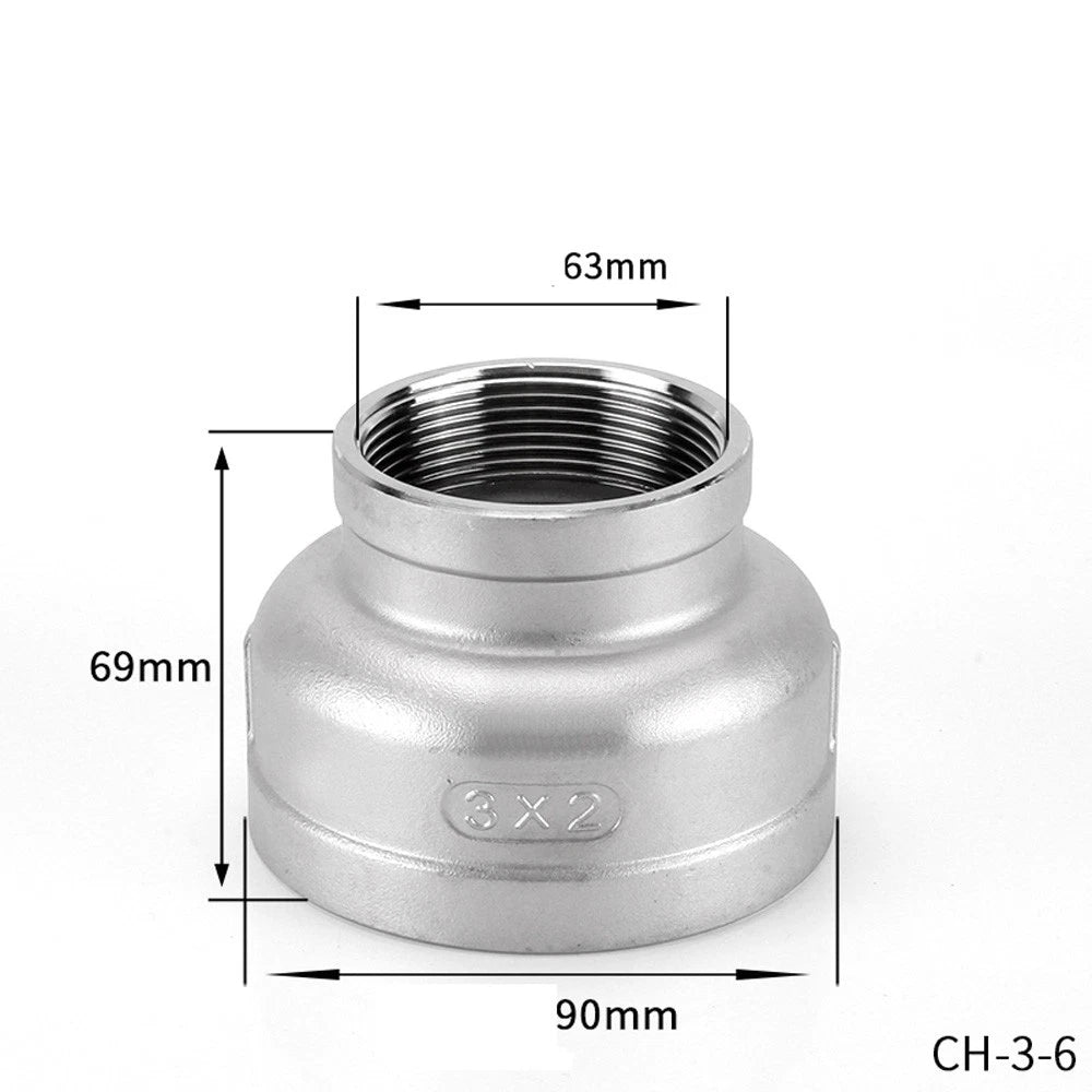 BSP Female Threaded Pipe Reducer Coupling — Stainless Steel A2, 1/2" to 4"