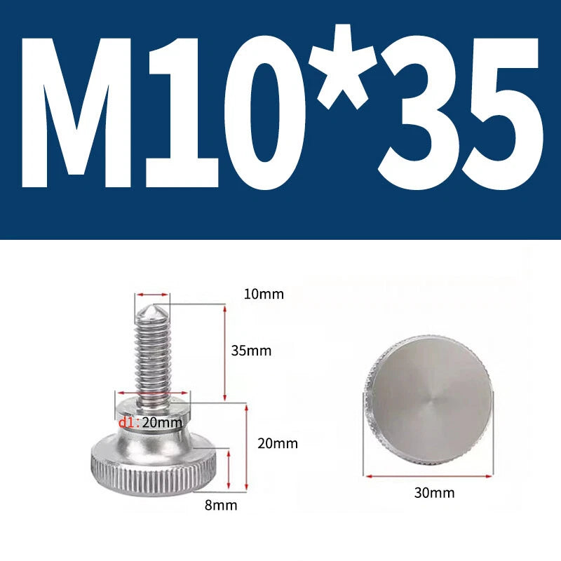 Knurled Thumb Screws Flat Round Head Grip Knob Adjustment Stainless Steel M8 M10