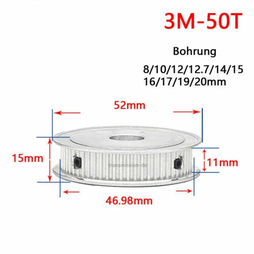Timing Belt Pulley 3M 12T - 60T Synchronous Wheel for width 10 mm Timing Belts