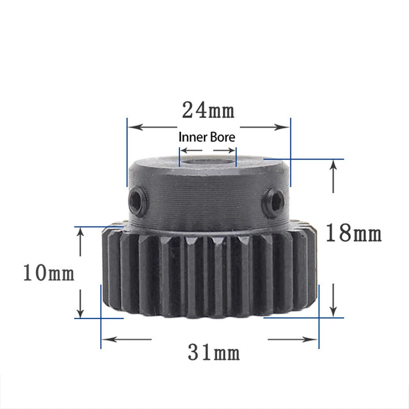 Mod 1 Steel 45# Spur Pinion Gear 10-39 Teeth Motor Gear 4-20mm Bore With Screw