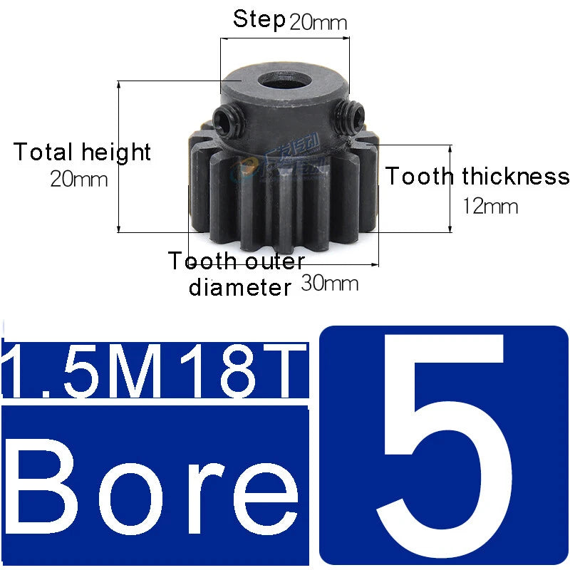 1.5Mod 45# Steel Spur Gears 10-150T Pinion Gear With Step Motor Gear Bore 5-25mm