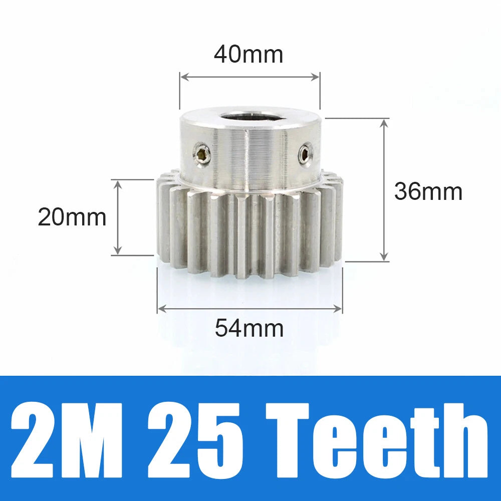 2 Module 12~30 Teeth, 8mm-25mm Bore Stainless Spur Gear, Drive Gearbox With Hub