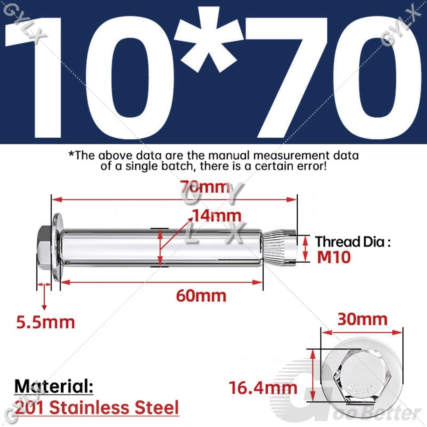 M6-M12 Stainless Steel Expansion Anchor Bolts for Concrete & Masonry