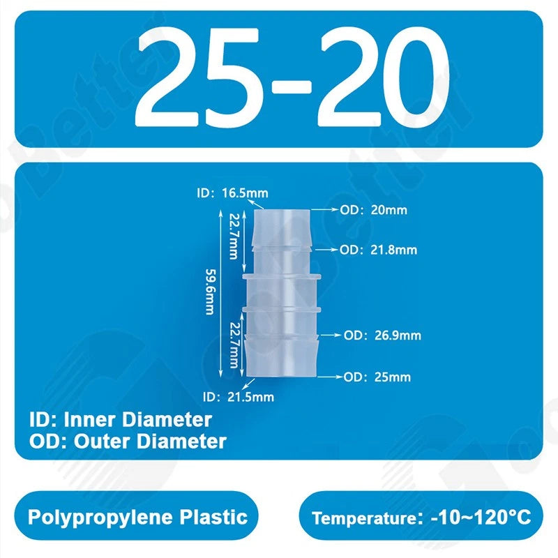 Plastic Straight Barbed Connector Reducer Joiner Tubing Pipe Hose Fitting Water