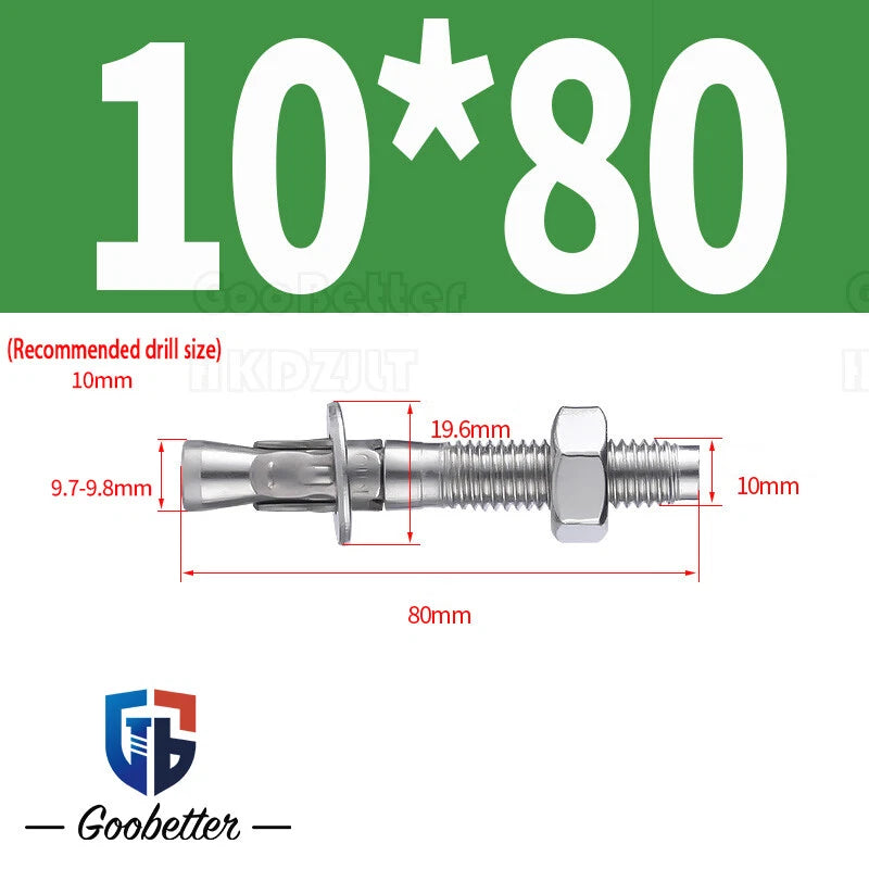 Stainless Steel Through Anchor Bolts — M6 M8 M10 M12 M16 Expansion Bolt