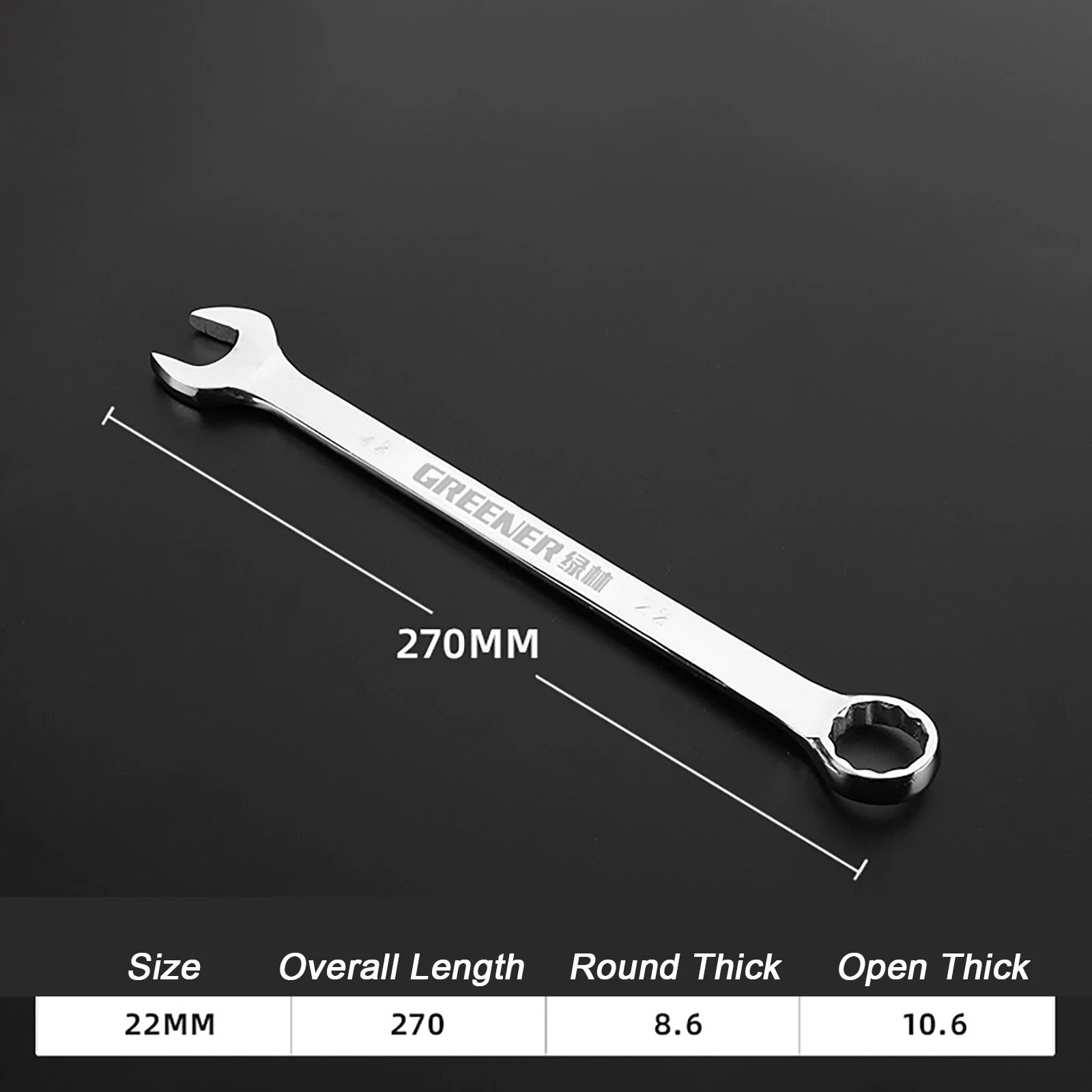 Spanner Combination Wrench CRV Open Ended Round Fixed Head Spanners 6mm - 30mm