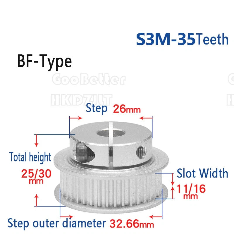 S3M Timing Belt Pulleys 20-60 Teeth 5-20mm Bore Synchronous Wheel Printer Clamp