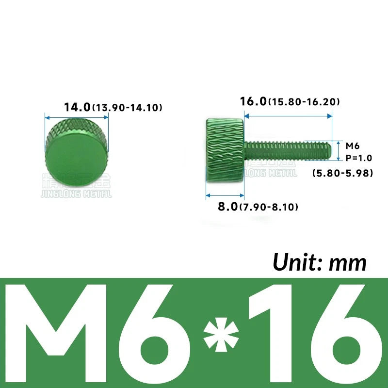M6 Knurled Thumb Screws Aluminum Alloy DIY Hand Tighten Grip Knob Adjustmen Bolt