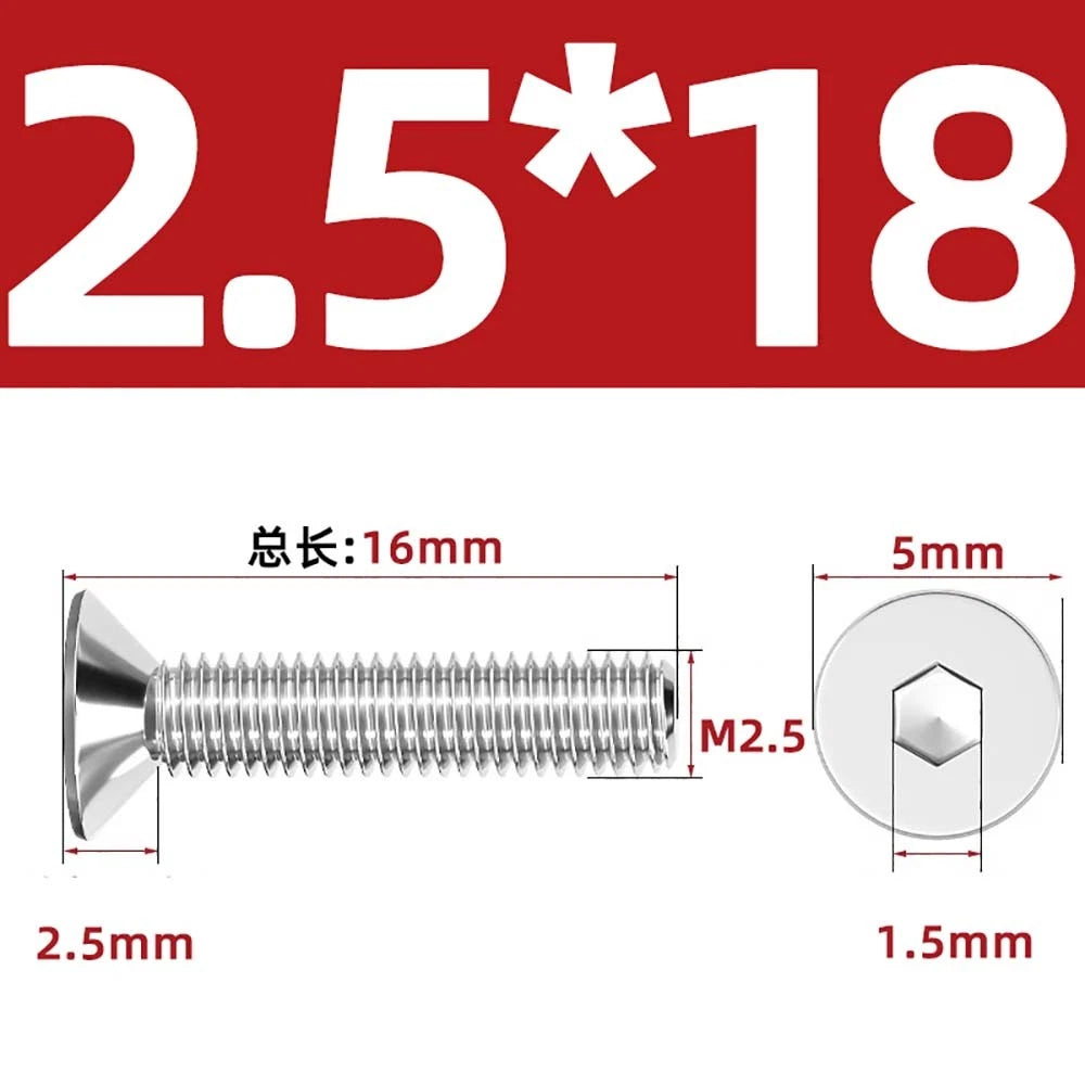 A4 Stainless Steel Countersunk Hex Socket Screws – Marine Grade, M2 to M16 (DIN 7991)