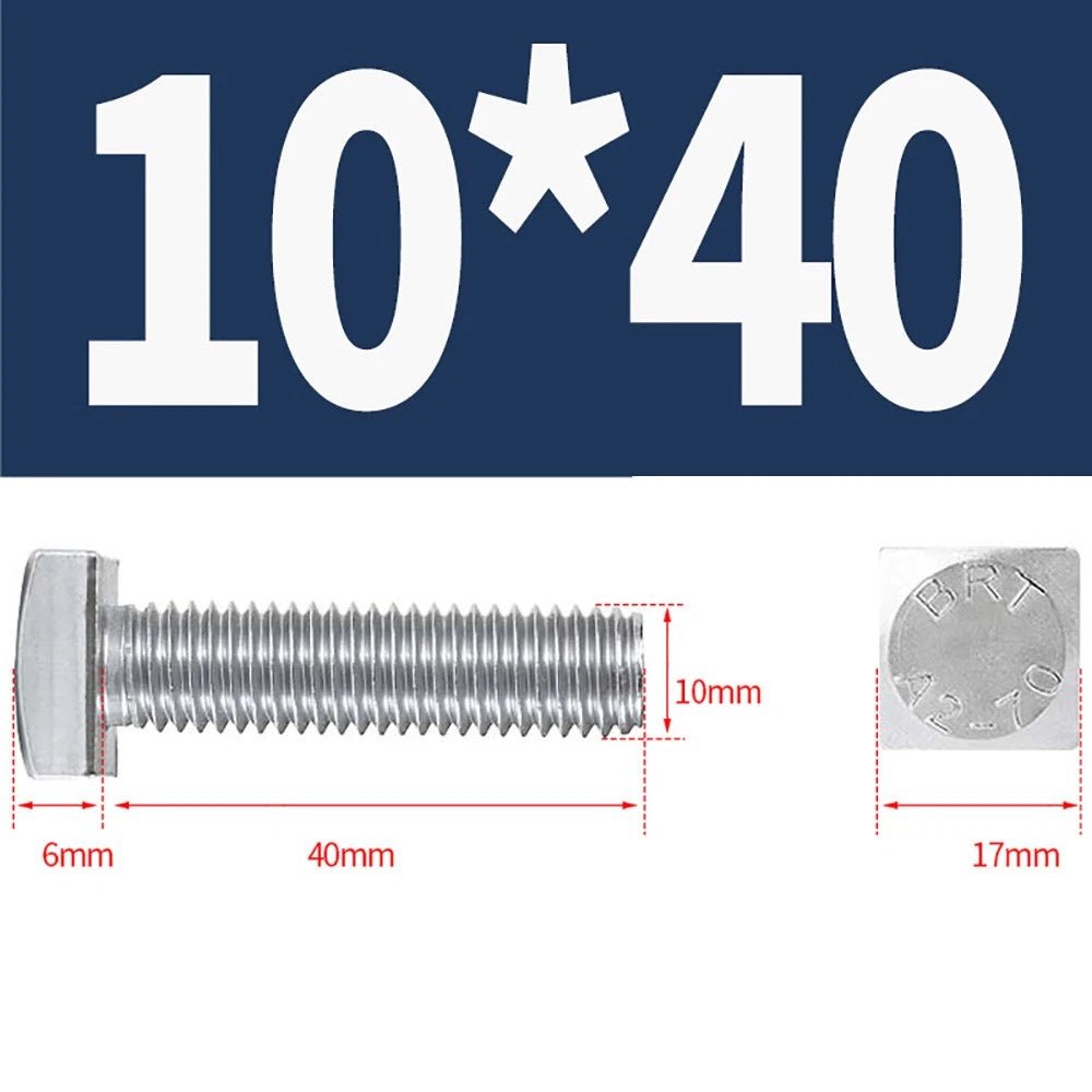 M8 M10 M12 Square Head Bolts Full Threaded 304 Stainless Steel 12–100mm - HomeDIYer