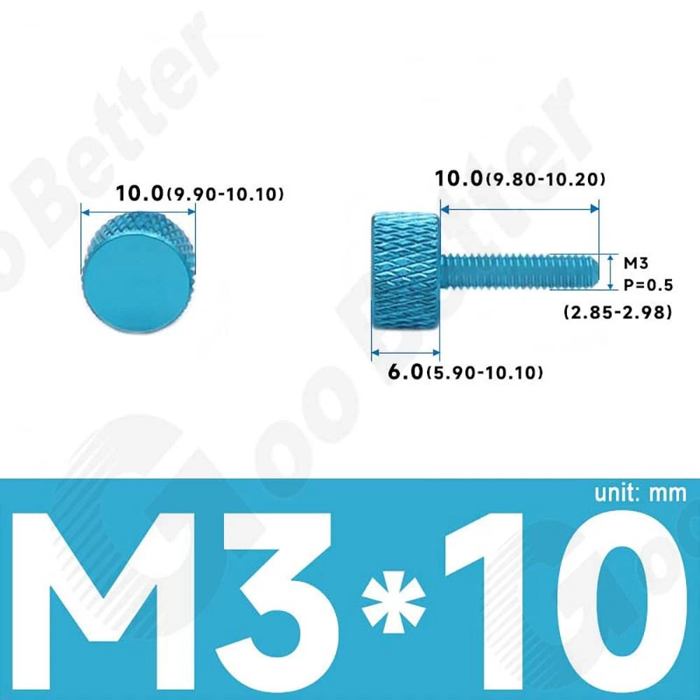M3 M4 Knurled Thumb Screws – Aluminum Alloy Flat Head Hand Knob Bolts