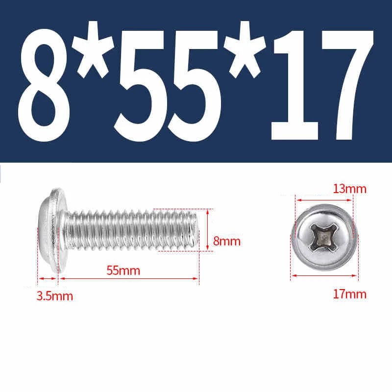 Phillips Flanged Pan Head Machine Screws – 304 / 316 Stainless Steel, Built‑in Washer (3–60mm Lengths)