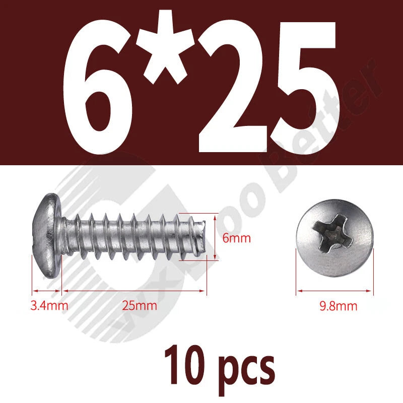 Pan Head Sheet Metal Screws Metric M1~M6 A2 Stainless Steel Sheet Metal Screws