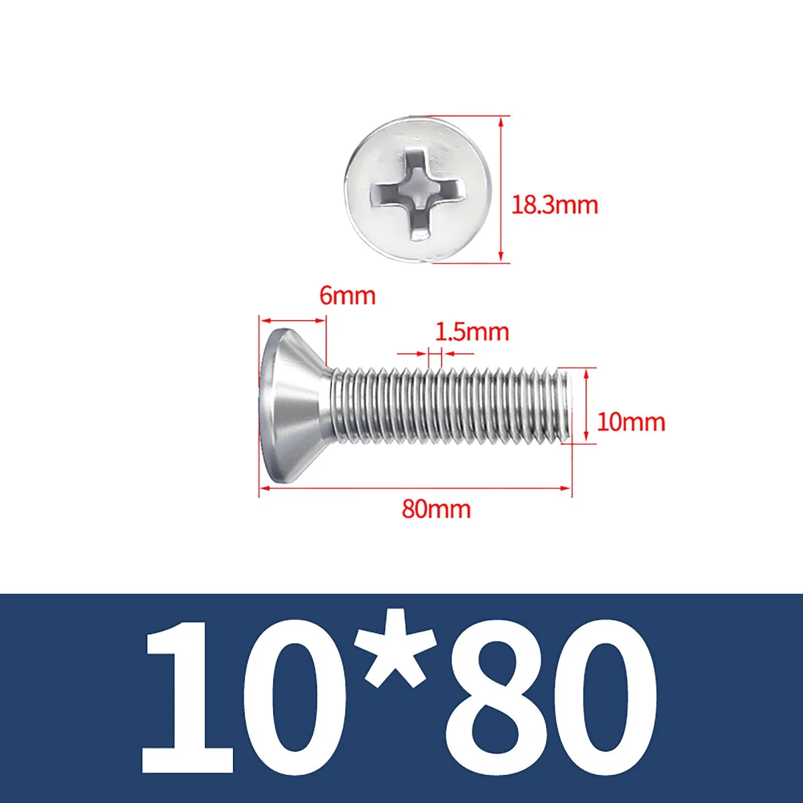 M3–M10 Phillips Countersunk Machine Screws – A2 Stainless Steel, Flat Head, Fully Threaded (3–100mm Overall Length)