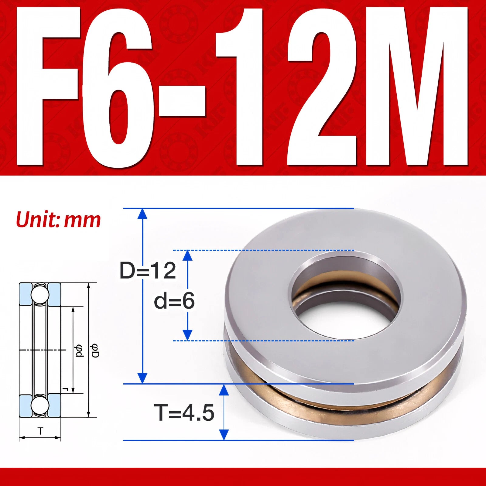 Plane Axial Ball Bearing Thrust Bearings F2-6M - F13-22M- 51100 - 51413 Series