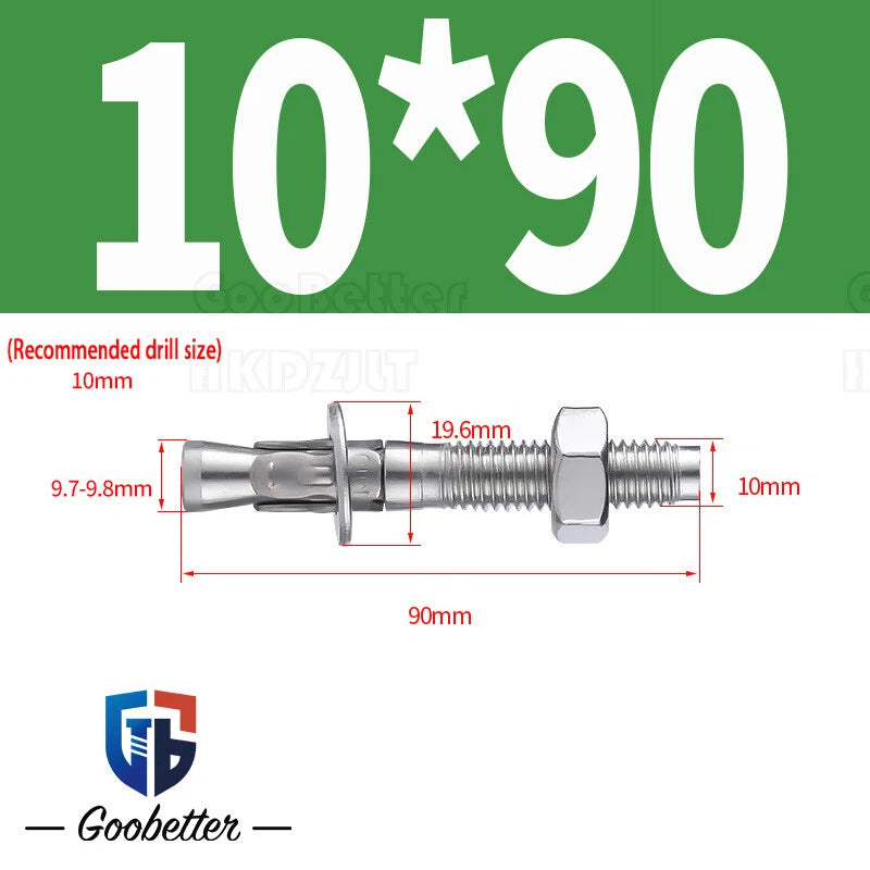 Stainless Steel Through Anchor Bolts — M6 M8 M10 M12 M16 Expansion Bolt
