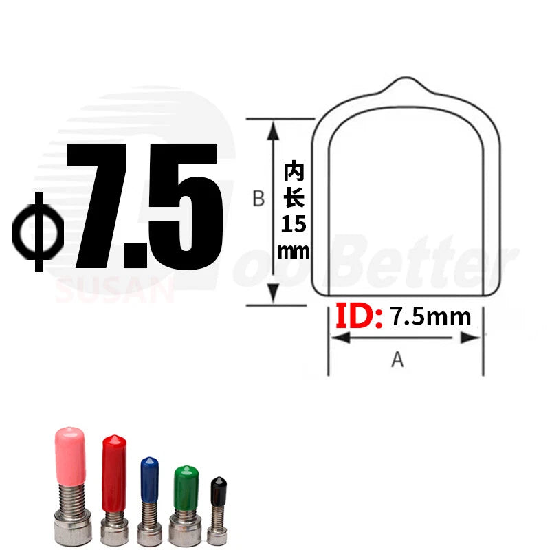 PVC End Caps for Screws, Bolts, Rods & Tubes – Thread Cover Protector, Cable Insulation Caps (1.3mm – 90mm, Black, 15-50mm Lengths)