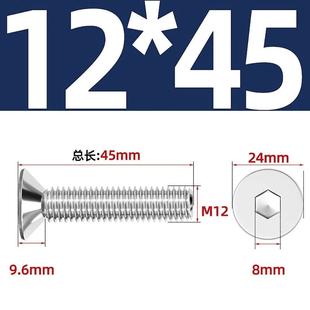 Countersunk Hex Socket Screws – A2 Stainless Steel, M2 to M16, DIN 7991, Fully Threaded