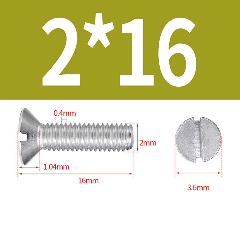 M1.6–M8 A2 Stainless Steel Flat Head Slotted Machine Screws | Countersunk Bolts