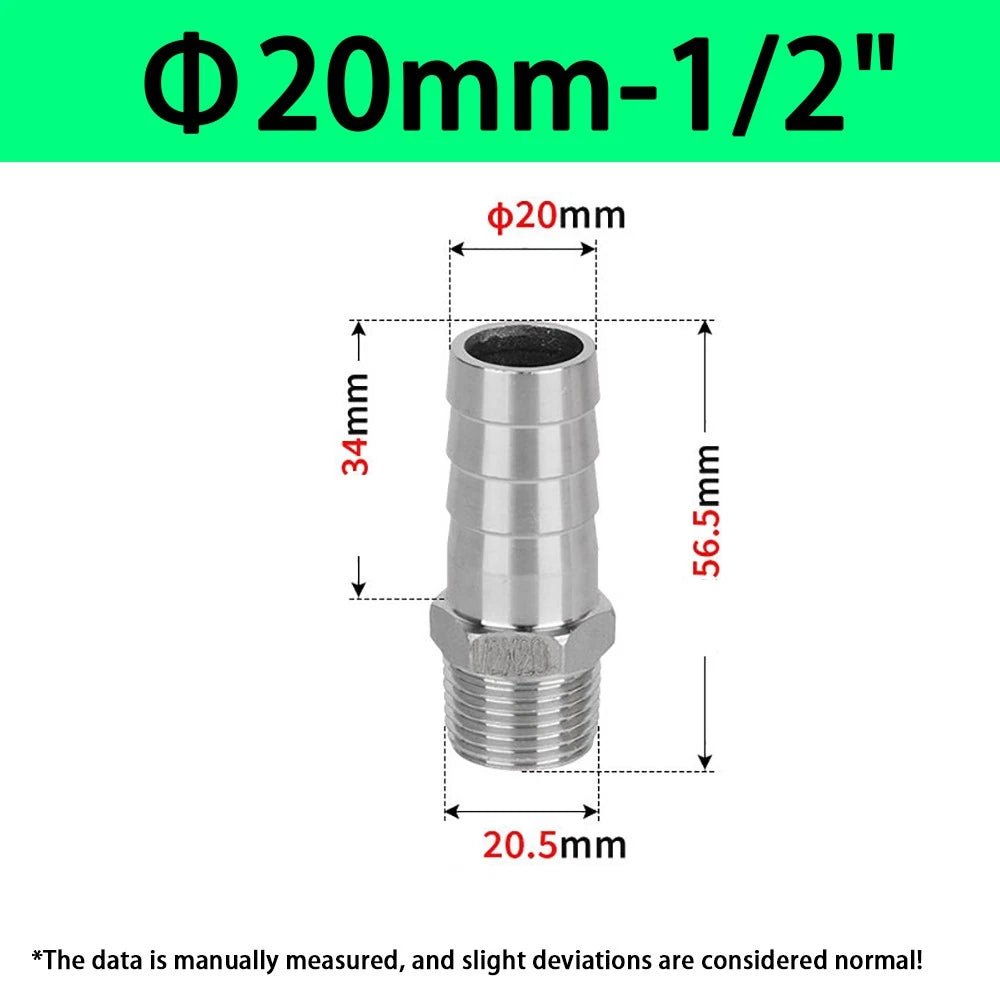 Male NPT Hose Barb Adapter Fittings – 316L Stainless Steel