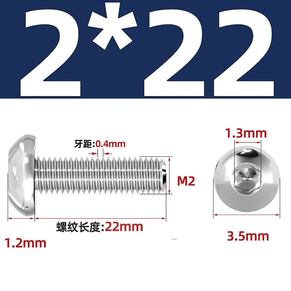M1.6–M5 A2 Stainless Steel Button Head Socket Cap Screws – Round Pan Head, Hex Drive, Fully Threaded