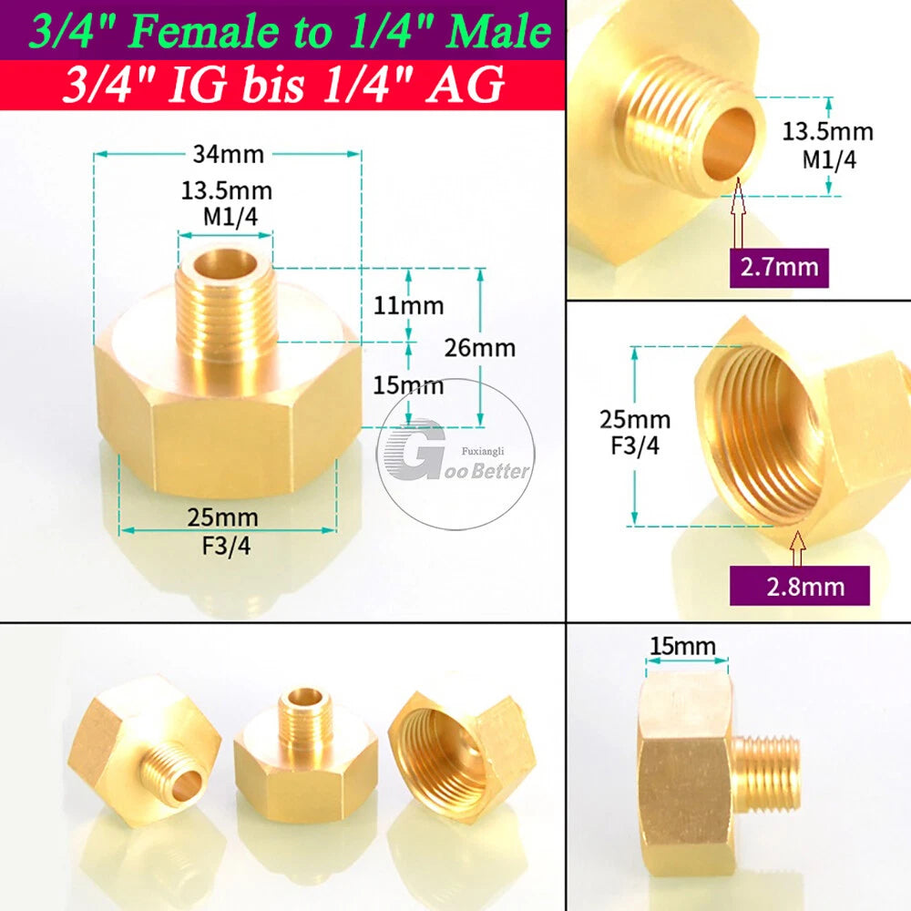 BSPT Reducing Adapter Fittings — Brass Female to Male, 1/8" to 2"