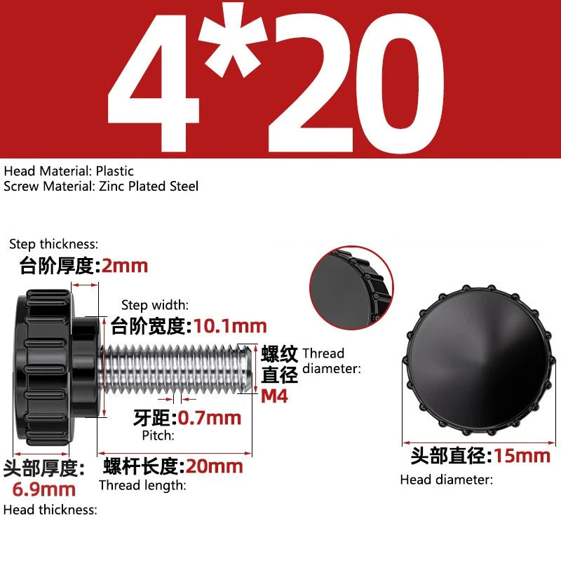 M3-M8 A2/304 Stainless Steel Plastic Knob Thumb Screws Hand Twist DIY Machinery