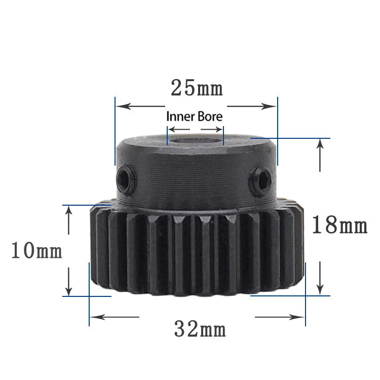 Mod 1 Steel 45# Spur Pinion Gear 10-39 Teeth Motor Gear 4-20mm Bore With Screw