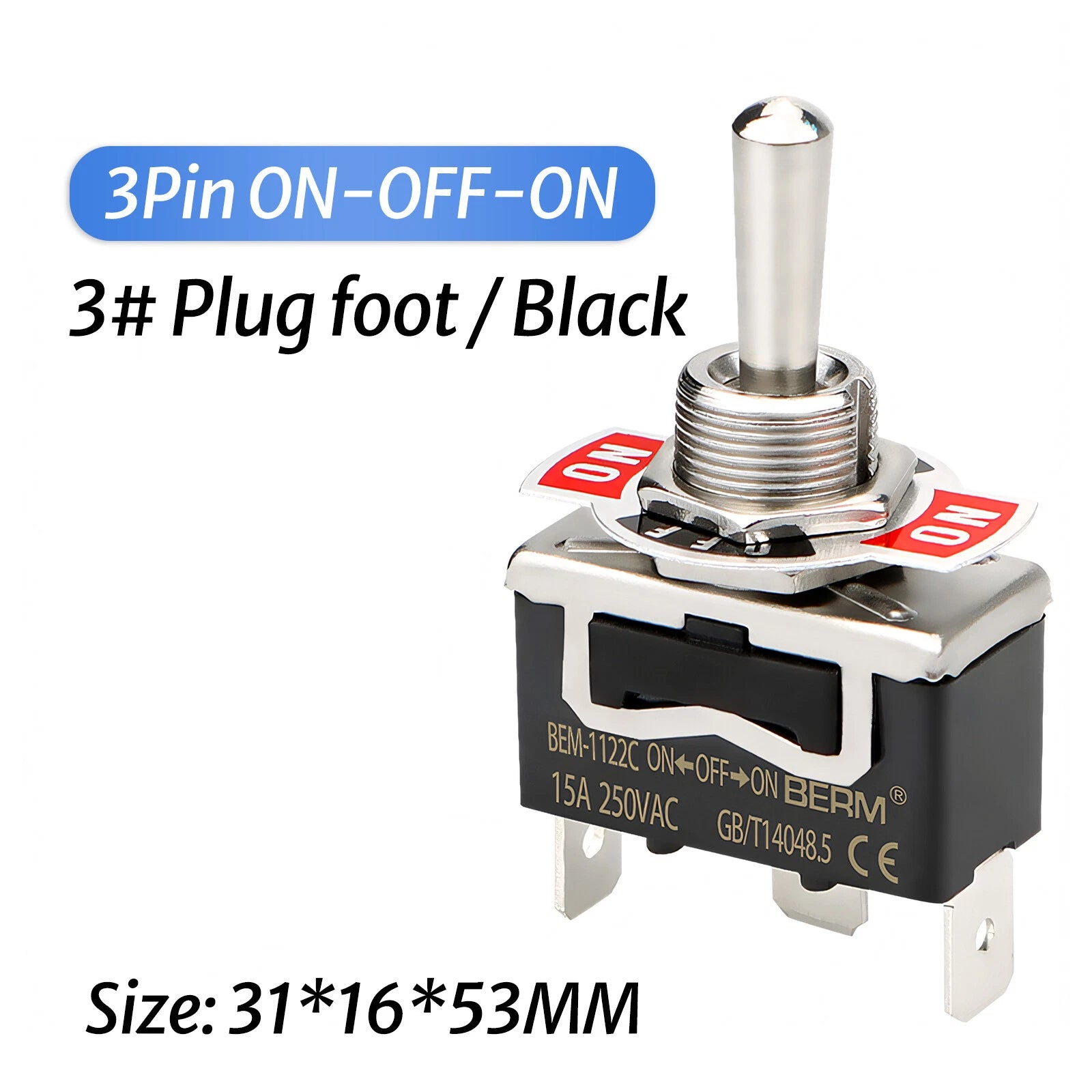 Waterproof Heavy Duty Toggle Switch ON-OFF / ON-OFF-ON | 2–6 Pin | 15A 250V
