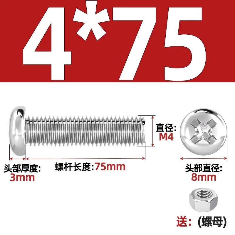 M4 & M6 Phillips Pan Head Machine Screws with Hex Nuts | A2 304 Stainless Steel, 5mm–120mm - HomeDIYer