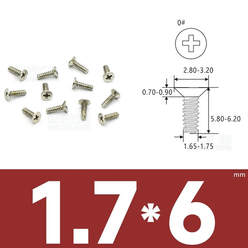 Phillips Countersunk Flat Head Machine Screws M1.2–M1.8 | Zinc & Nickel Plated - HomeDIYer