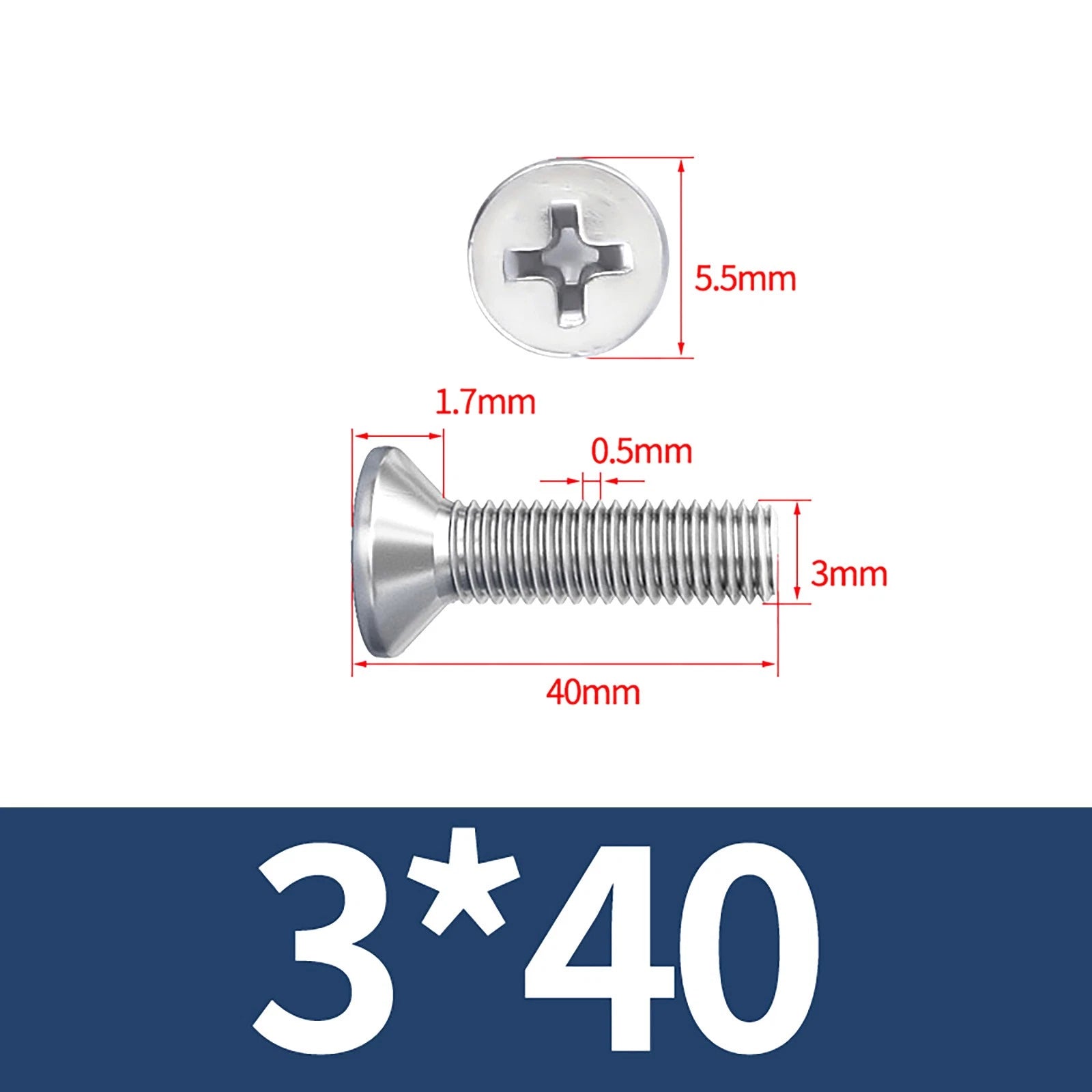 M3–M10 Phillips Countersunk Machine Screws – A2 Stainless Steel, Flat Head, Fully Threaded (3–100mm Overall Length)