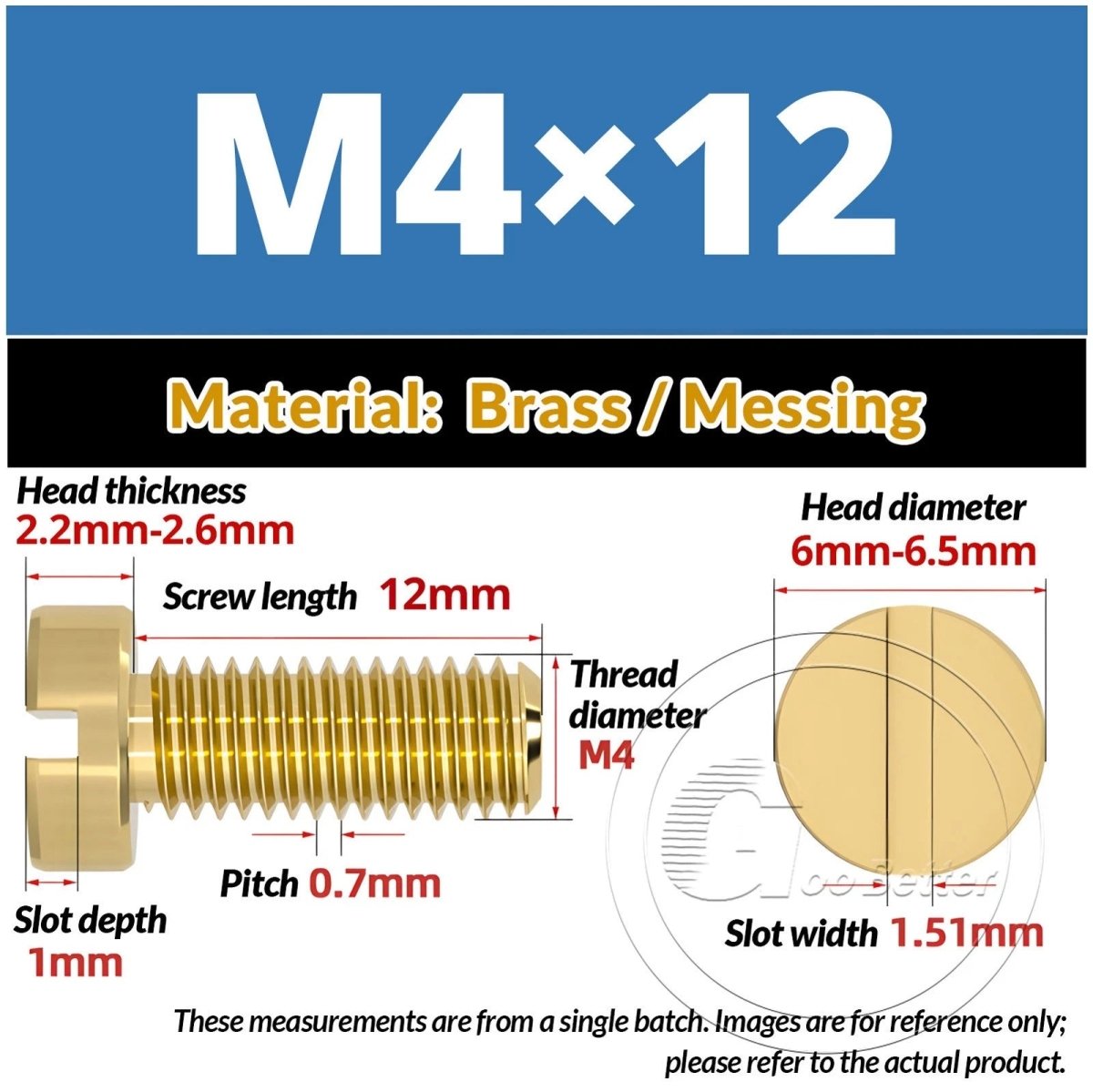 Brass Slotted Pan Head Machine Screws — M2 to M10, Multiple Lengths - HomeDIYer