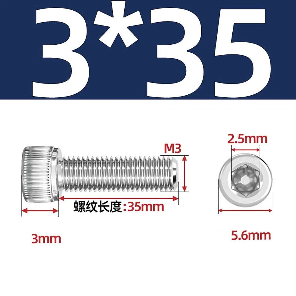 M3 M4 M5 Socket Head Cap Screws – A2 Stainless Steel, High Strength & Corrosion Resistant