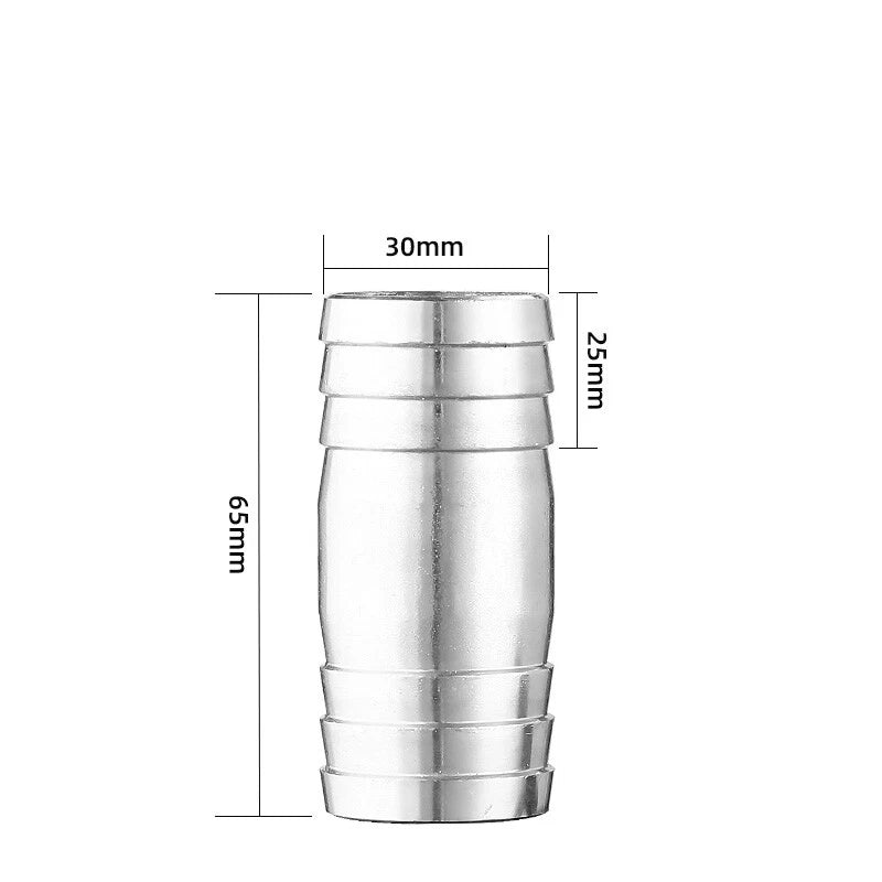 A2 Stainless Steel Straight Hose Joiner Barbed Connector — Sizes 6mm–41mm